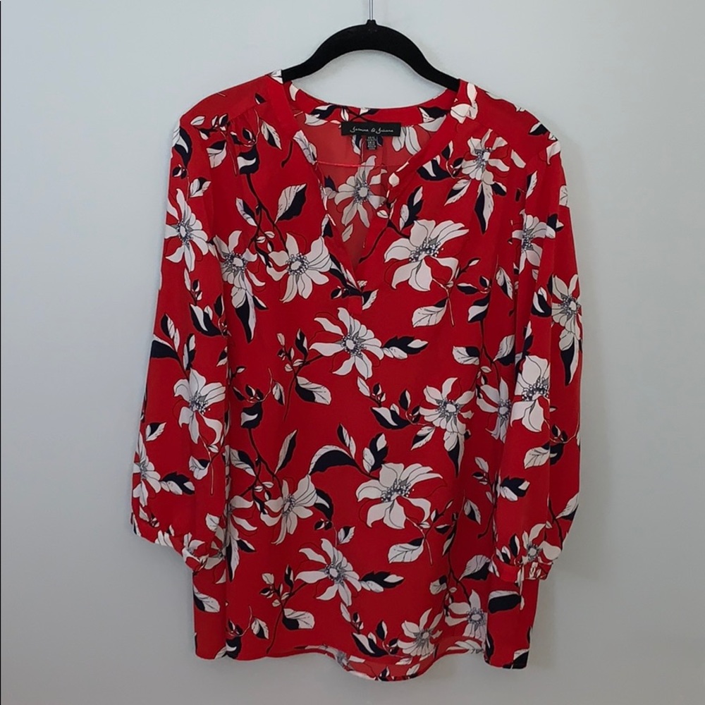 Jasmine & Juliana Navy and Red Floral Tunic